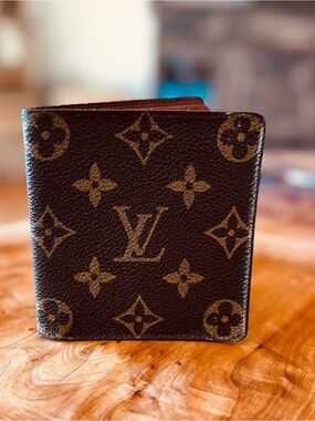 men’s monogram bifold Wallet 1986 vintage brown canvas/leather made in France